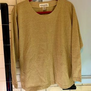 Bob Mackie Studio Vintage gold sparkle metallic long sleeve top Medium tunic 80s